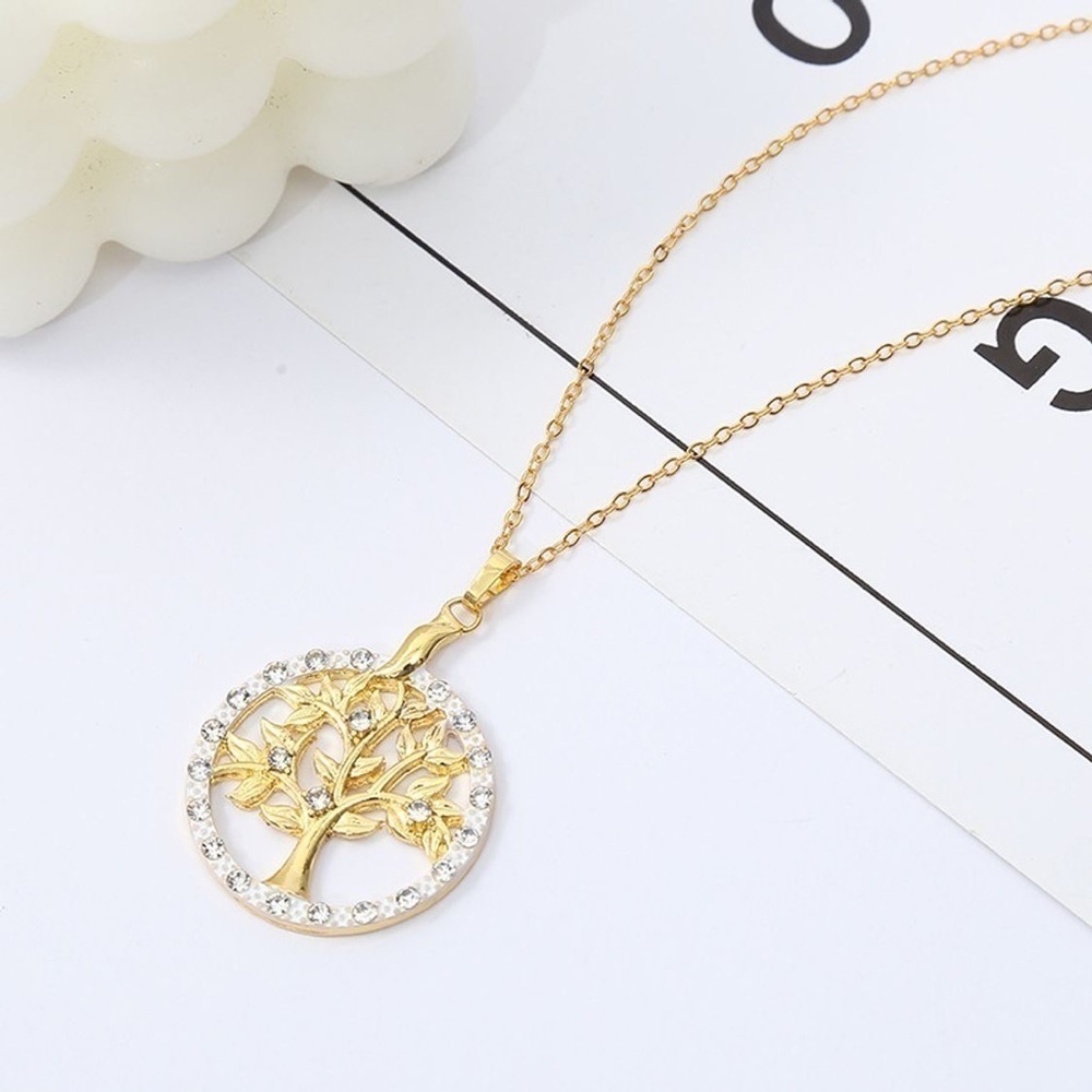 Tree of Life Gold Rhinestone Pendent Necklace